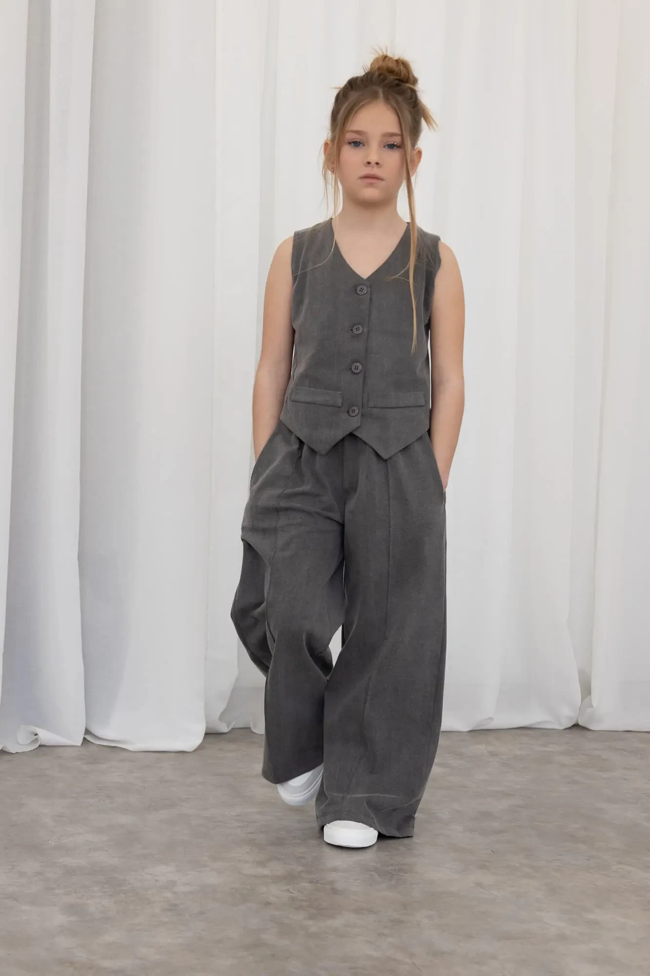 Σετ γιλέκο με παντελόνα delave γκρι - ΓΚΡΙ 4/5Y