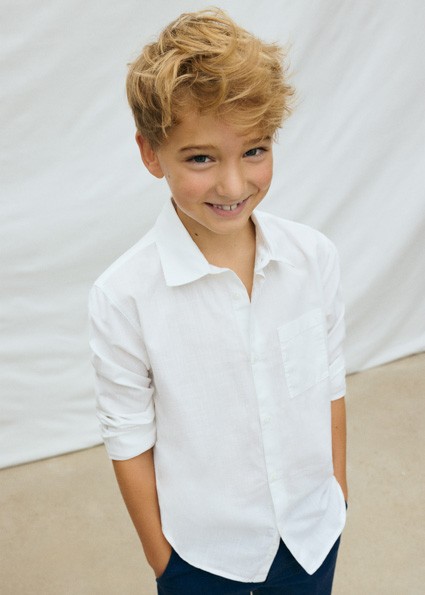 Πουκάμισο μακρυμάνικο γιακάς - ΛΕΥΚΟ 12Y