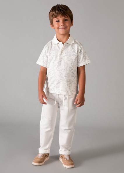 Παντελόνι λινό relaxed - ΚΡΕΜ 8Y