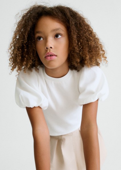 Μπλούζα κοντομάνικη κανάλε - ΕΚΡΟΥ 12Y