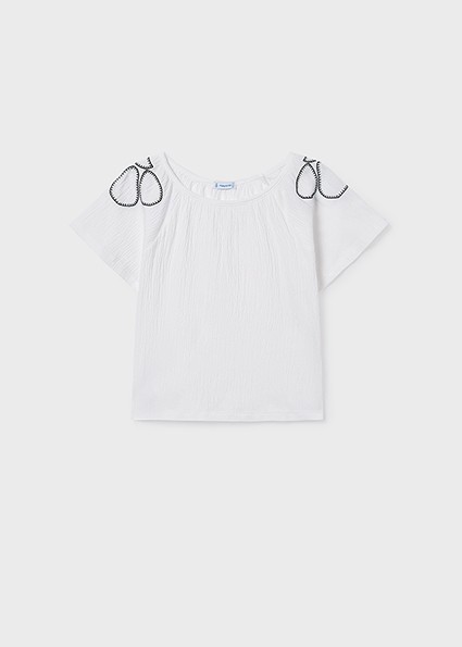 Μπλούζα κοντομάνικη γκοφρέ - ΕΚΡΟΥ 10Y