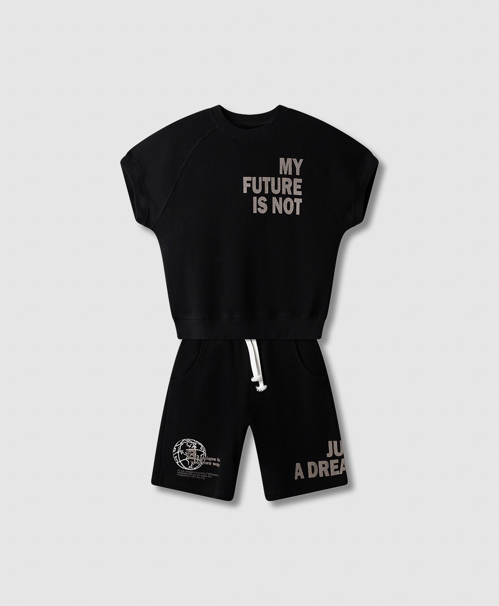 Σετ βερμούδα πικέ - ΜΑΥΡΟ 16Y