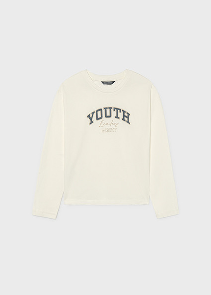 T-Shirt μακρυμάνικο basic - ΚΡΕΜ 8Y