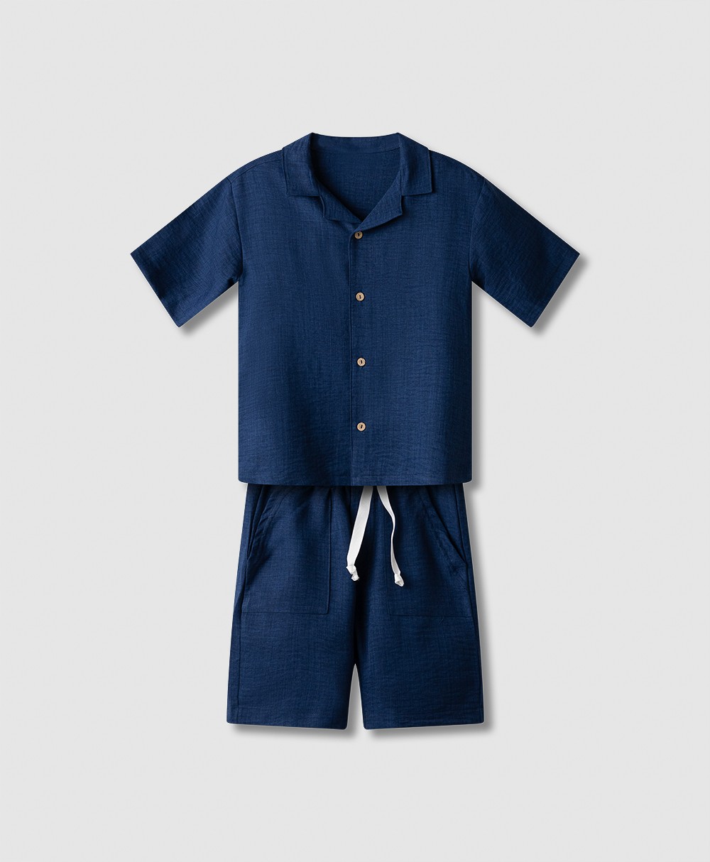 Σετ βεμούδα με πουκάμισο - ΜΠΛΕ 6Y