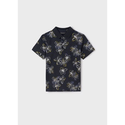 Short sleeve printed polo shirt - BLACK 10Y