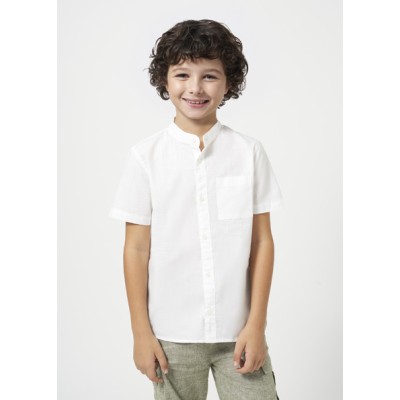 Short sleeve mao collar shirt - WHITE 8Y