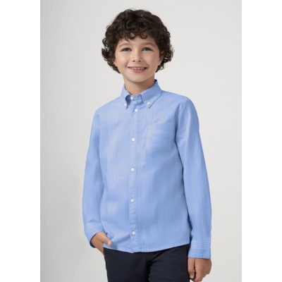 Long sleeve striped oxford shirt - BLUE 8Y