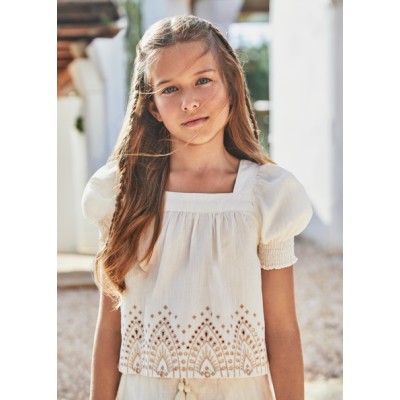Embroidery shirt - BEIGE 8Y