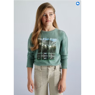 Long sleeve dyed blouse - GREEN 8Y