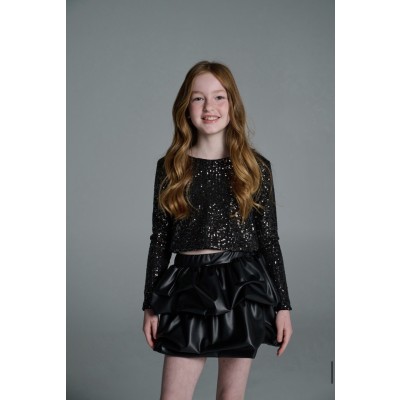 Blouse skirt set - BLACK 14Y