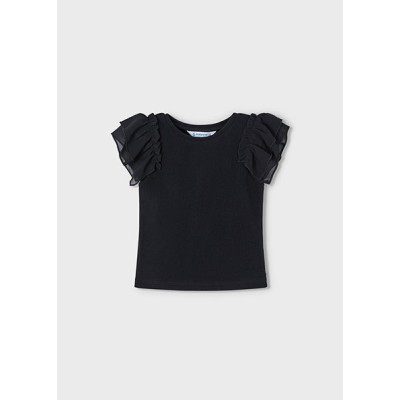Long-sleeved combined blouse - BLACK 4Y