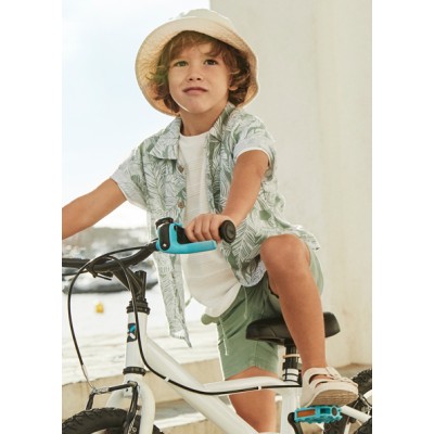 Short-sleeved printed gauze blouse - GREEN 3Y