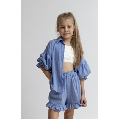 Blue shirt and shorts set - BLUE 8Y