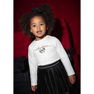 Long-sleeved elasticated blouse - CREAM 2Y