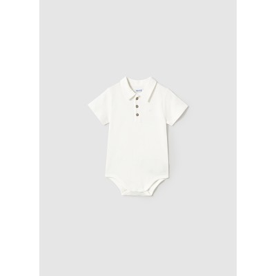 Short sleeve polo bodysuit - CREAM 12M