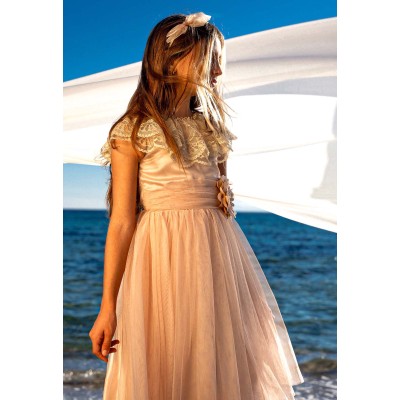 Tulle dress - BEIGE 6Y