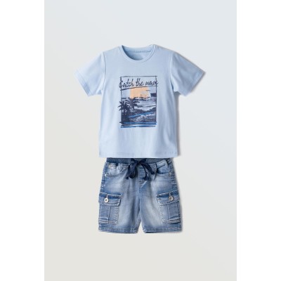 Denim Bermuda Shorts Set - SILVER 5Y