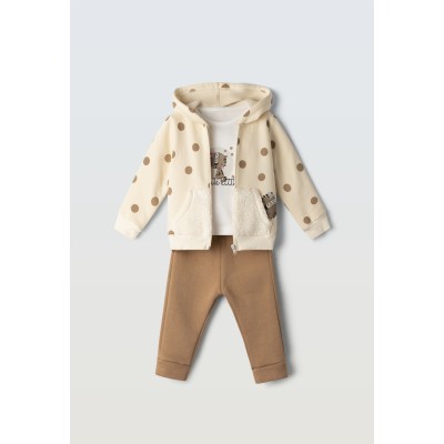 3-piece jumpsuit set - BEIGE 12M