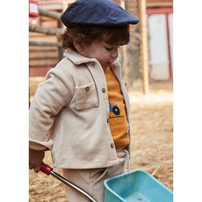 Long corduroy shirt - BEIGE 4Y