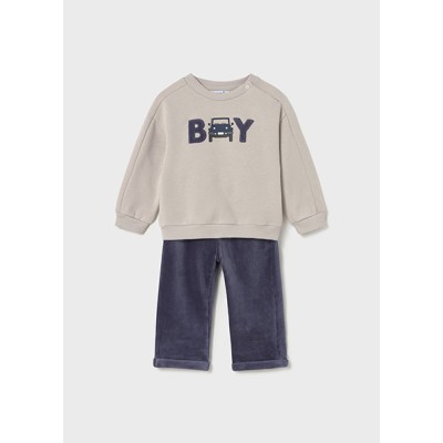 Corduroy long pants set - BLUE 12M