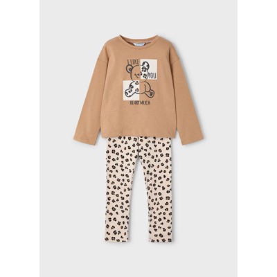 Printed leggings set - BROWN 2Y