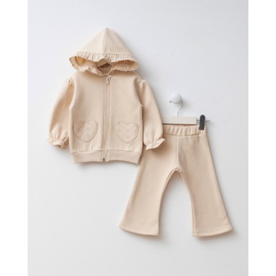 Baby jumpsuit with cardigan set - BEIGE 2Y