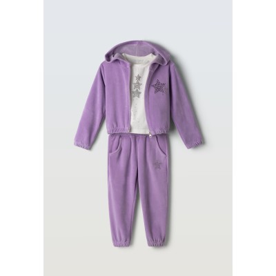 Velvet jumpsuit set 3pcs. - LILAC 5Y