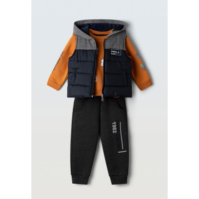3-piece jumpsuit set with vest - BLUE 3Y