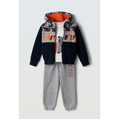 3pcs jumpsuit set - BLUE 5Y