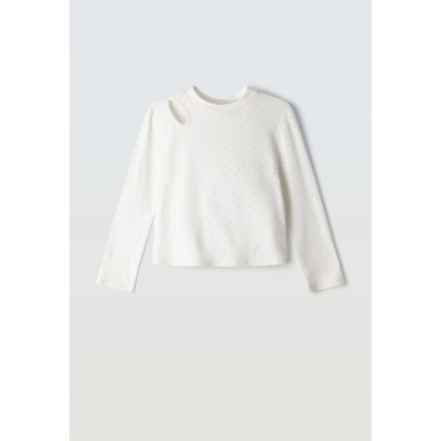 Blouse with rhinestones - WHITE 8Y