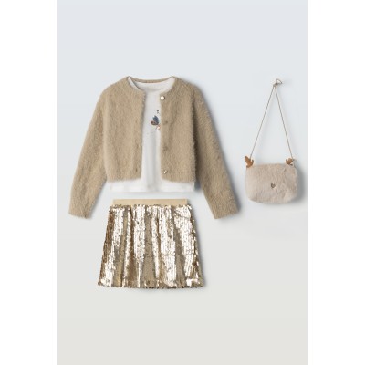 3-piece skirt set with cardigan - GOLD 4Y