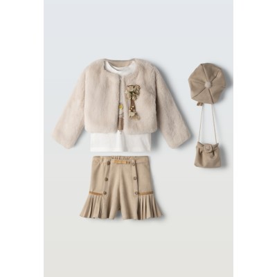 3-piece pants set with bag - BEIGE 5Y