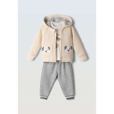 Set of 3 jumpsuits with cardigan - CREAM 12M
