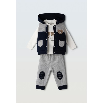 3-piece jumpsuit set with vest - BLUE 24M