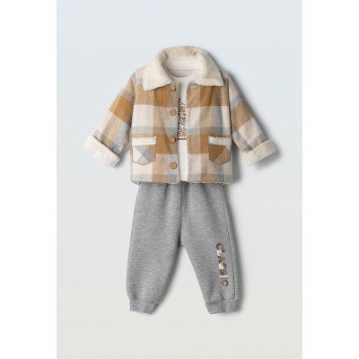 Baby jumpsuit set 3pcs. with cardigan - GREY 9M