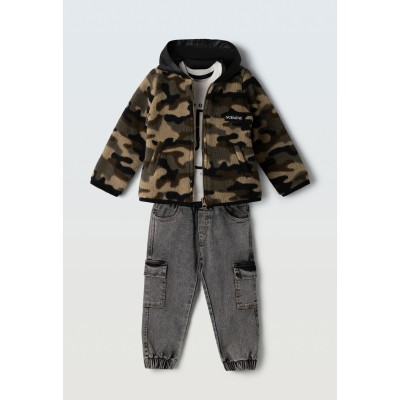 3-piece pants set with cardigan - khaki 3Y