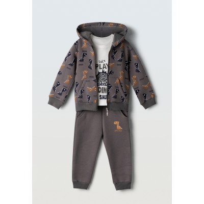 3pcs jumpsuit set - BROWN 4Y