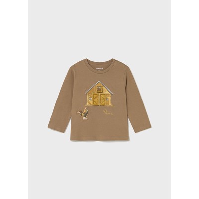 Long sleeve play farm blouse - BROWN 18M