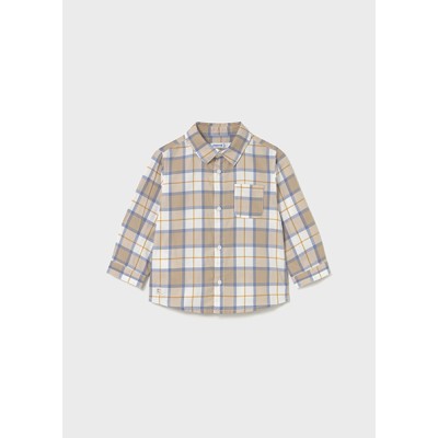 Long-sleeved plaid shirt - BEIGE 18M