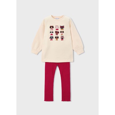 Σετ κολάν φούτερ διάτρητο - ΚΟΚΚΙΝΟ 4Y