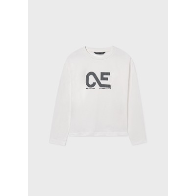 Long sleeve applique blouse - CREAM 10Y