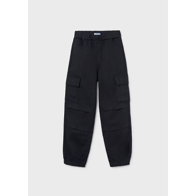 Long parachute pants - BLACK 16Y