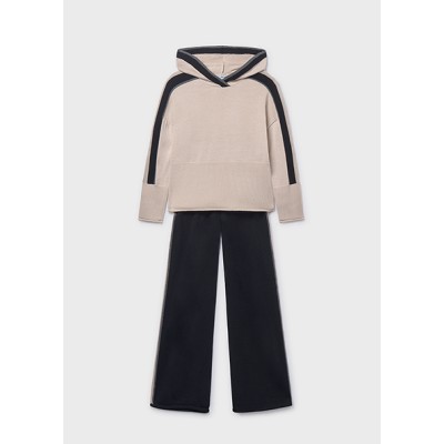 Knitted hooded pants set - BLACK 18Y