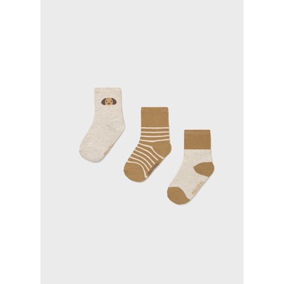 Set of 3 socks - BROWN 4Y