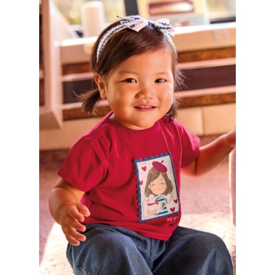 Short-sleeved blouse with headband - RED 12M