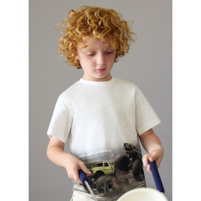 Short-sleeved printed blouse - WHITE 9Y