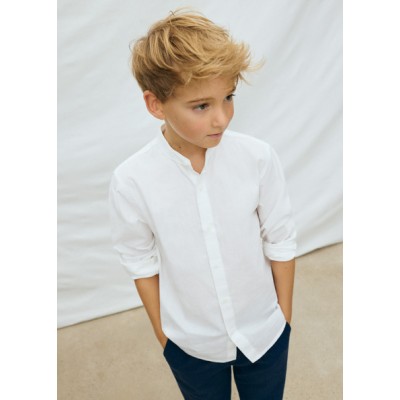 Πουκάμισο μακρυμάνικο γιακάς μαο - ΛΕΥΚΟ 12Y