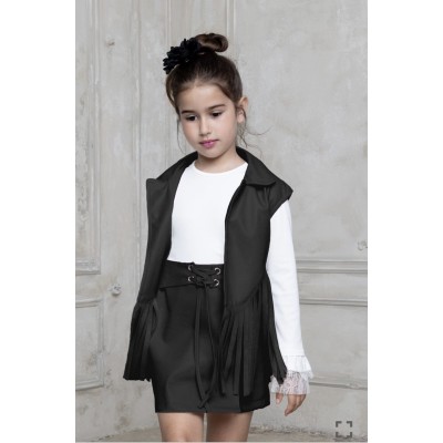 Fringed skirt - BLACK 11/12Y