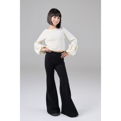 Bell-bottom leggings - BLACK 14Y