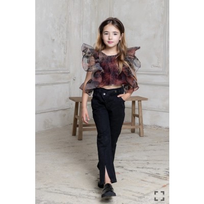 High waisted mom fit jeans - BLACK 5/6Y